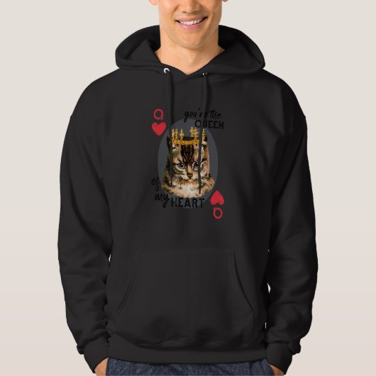Je bent de koningin van mijn hart rode hartkat moe hoodie (Voorkant)