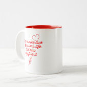 Je bent de liefde van het leven van mijn zoon tweekleurige koffiemok (Voorkant links)