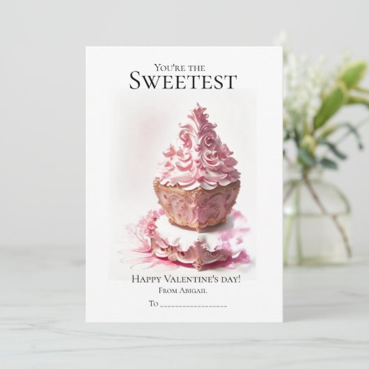 Je bent de liefste cupcakes Valentijnsdag Feestdagenkaart (Staand voorkant)