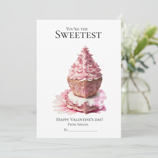 Je bent de liefste cupcakes Valentijnsdag  Feestdagenkaart (Staand voorkant)
