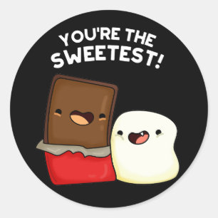 Je bent de liefste grappigste snack Pun Dark BG Ronde Sticker