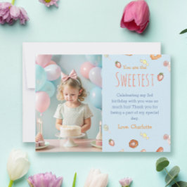 Je bent de liefste pastelblauwe kinderen verjaarda bedankkaart