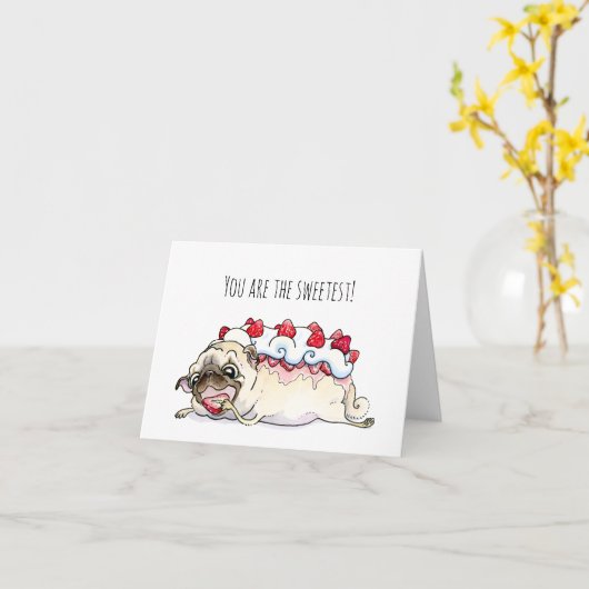 Je bent de liefste pug bedankkaart kaart (Gele Bloem)