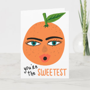 JE BENT DE LIEFSTE Whimsical Oranje Fruit Cute Kaart