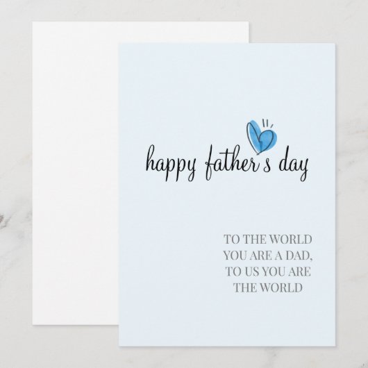 Je bent de wereld blauwe vaderdag kaart (Voorkant / Achterkant)