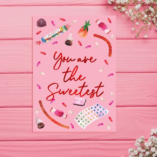 Je bent de zoetste rode en roze Valentijn Feestdagen Kaart