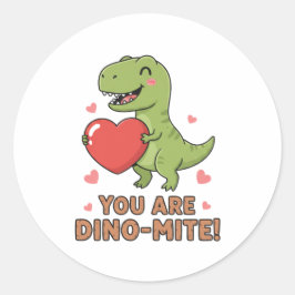 Je bent Dino-mite Schattige T-Rex Dinosaurus Valen Ronde Sticker
