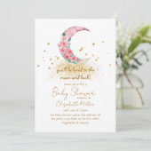 Je bent dol op de maan en het Baby shower achter. Kaart (Staand voorkant)