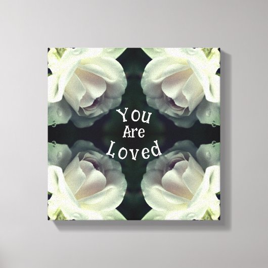 Je bent dol op White Rose Abstract Inspirerend Canvas Afdruk (Voorkant)