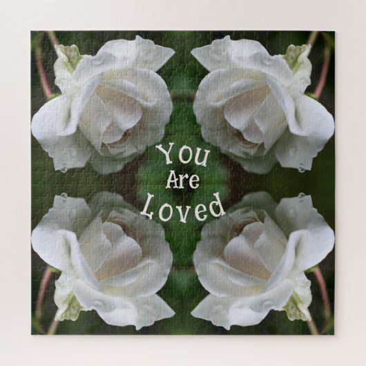 Je bent dol op White Rose Abstract Inspirerend Legpuzzel (Verticaal)