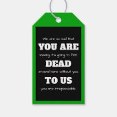 [Je bent dood voor ons] Grappige collega vertrekt Cadeaulabel (Voorkant)