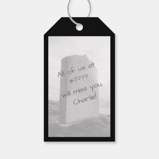 [Je bent dood voor ons] Grappige collega vertrekt Cadeaulabel (Achterkant)