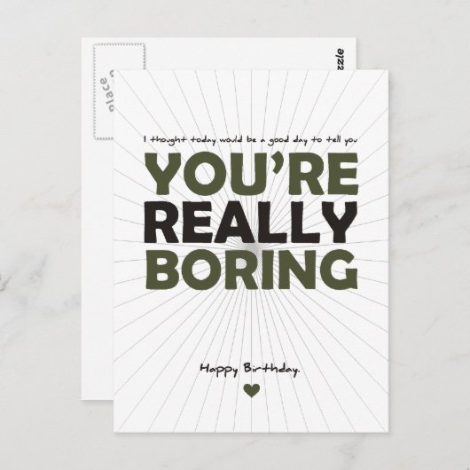 Je bent echt saai briefkaart (Voorkant / Achterkant)