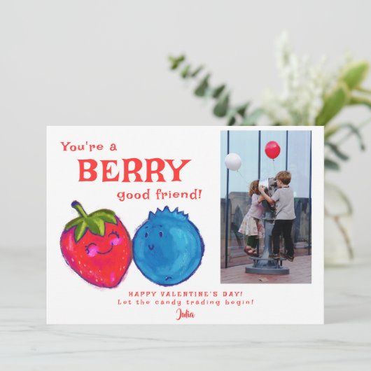 Je bent een Berry Good Friend Sweet Valentijns Fot Feestdagenkaart (Staand voorkant)