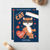 Je bent een coole kat Kinder Valentijnsdag Kaart Notitiekaartje (Voorkant / Achterkant in situ)