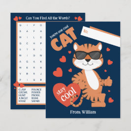 Je bent een coole kat Kinder Valentijnsdag Kaart Notitiekaartje