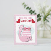 Je bent een coole kat roze Valentijns Kaart (Staand voorkant)