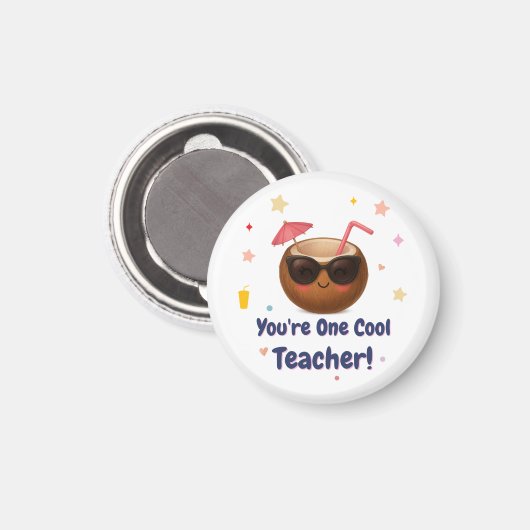 Je bent een coole leraar - grappige kokosnootmagne magneet (Voorkant / Achterkant)