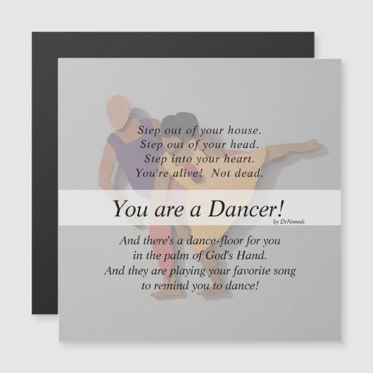 Je bent een danser! 5"x5"Giftmagneet &Envelope v7. (Voorkant / Achterkant)