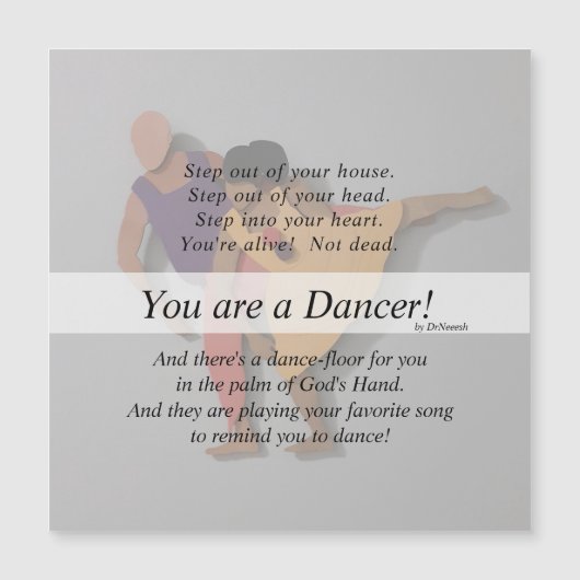 Je bent een danser! 5"x5"Giftmagneet &Envelope v7. (Voorkant)