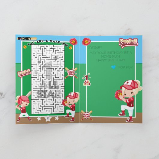 Je bent een-doolhof-blonde meisjes softbal verjaar kaart (Binnen)