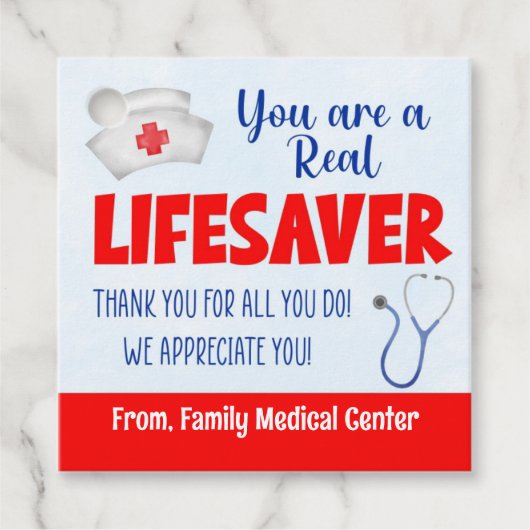 Je bent een echte Lifesaver Nurse Appreciation Bedankjes Labels (Voorkant)