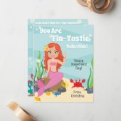 Je bent een Fin-Tastic Mermaid Valentijnsdag Notitiekaartje (Voorkant / Achterkant in situ)