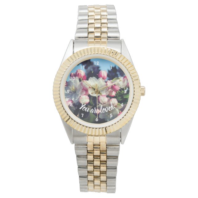 Je bent een geliefde bloesems Inspirerend Horloge (Voorkant)