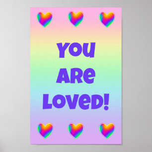 Je bent een geliefde regenboogharten poster