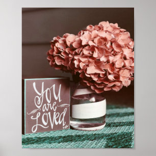 Je bent een geliefde roze bloemen liefde poster