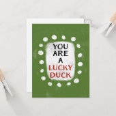 Je bent een geluksvogel Wenskaart Kaart (Voorkant / Achterkant in situ)
