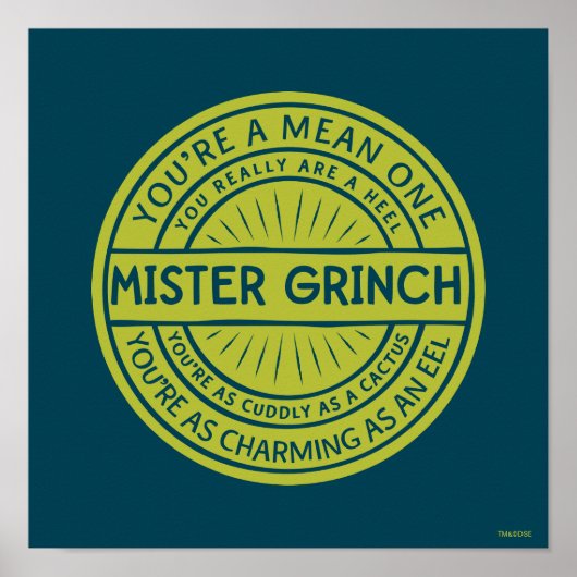 Je bent een gemiddelde one Mister Grinch Quote Poster (Voorkant)