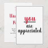 Je bent een gewaardeerd soort gebaar om het even  Bedankkaart (Voorkant / Achterkant)