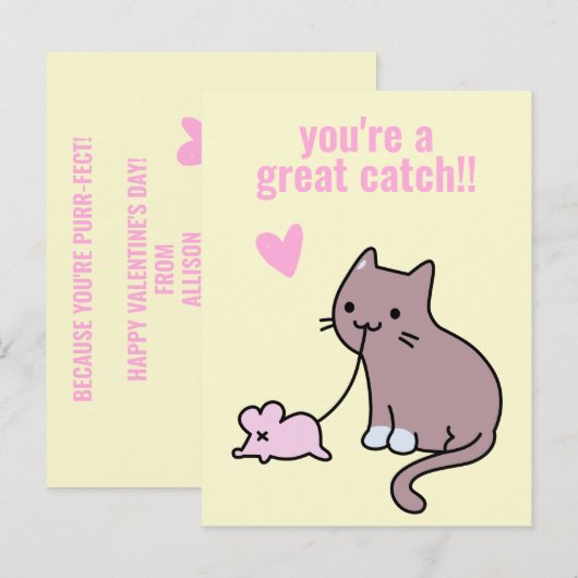 Je bent een geweldige vangst! Cute Cat Classroom V Briefkaart (Voorkant / Achterkant)