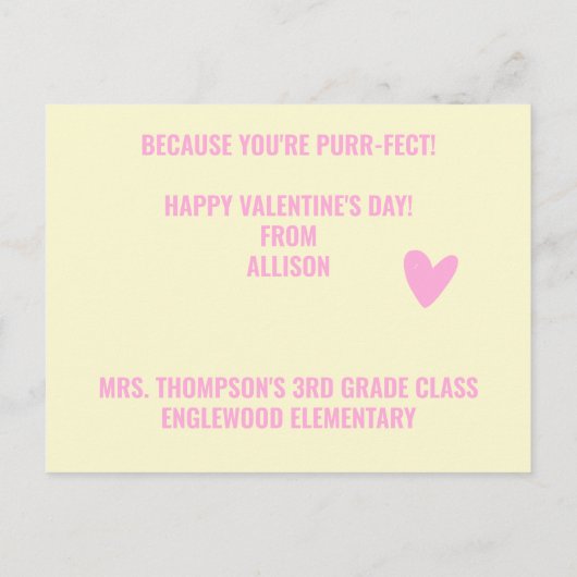 Je bent een geweldige vangst! Cute Cat Classroom V Briefkaart (Achterkant)