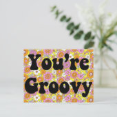 Je bent een groovy  geïnspireerde Briefkaart retro (Staand voorkant)