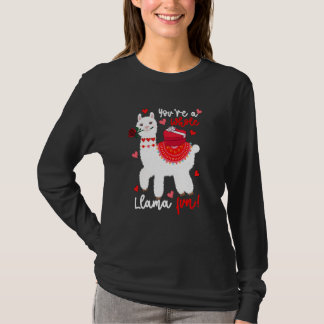 Je bent een hele lama leuk valentijn lama bloemen t-shirt