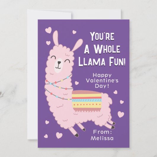 Je bent een hele Llama Fun Classroom Valentijnsdag Kaart (Voorkant)