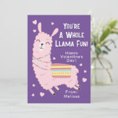 Je bent een hele Llama Fun Classroom Valentijnsdag Kaart (Staand voorkant)