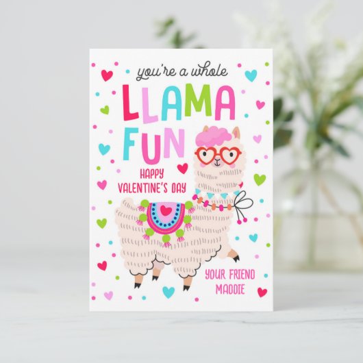 Je bent een hele Llama Fun Valentijn Classroom Kaa Kaart (Staand voorkant)
