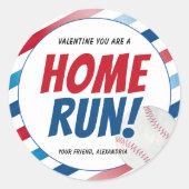 Je bent een Home Run Baseball Valentijnsdag Sticke Ronde Sticker (Voorkant)