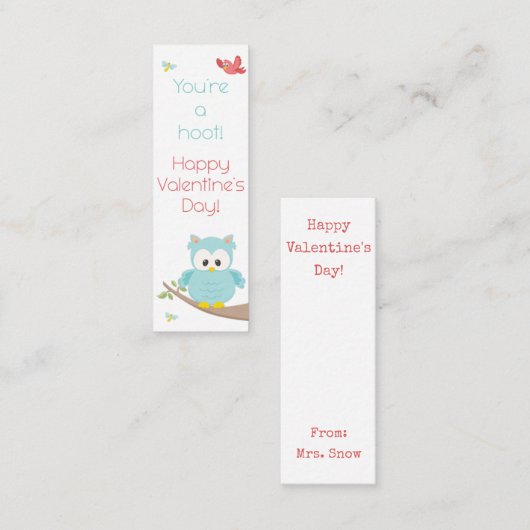 Je bent een Hoot! Bladwijzer Valentijn Mini Visitekaartje (Voorkant / Achterkant)