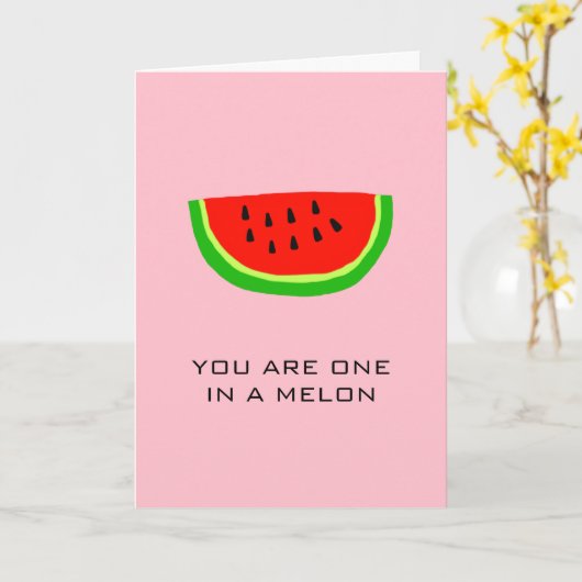 Je bent een in een meloen fruit eten woordspeling  kaart (Gele Bloem)
