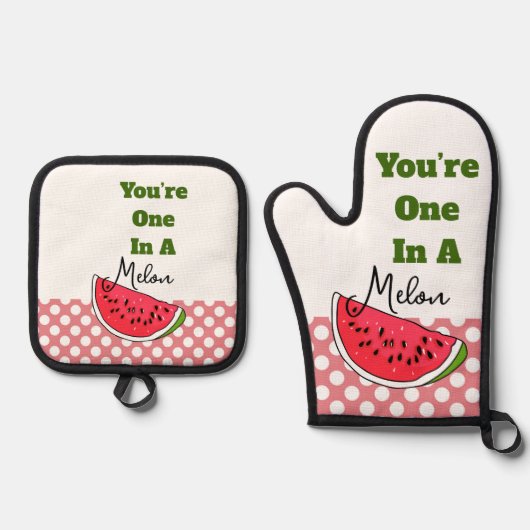 Je bent een in een meloen ovenwant & pannenlap set (Voorkant)
