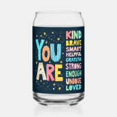 Je bent een Inspirerend positieve typografie Blikvorm Glas (Voorkant)