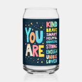 Je bent een Inspirerend positieve typografie Blikvorm Glas (Achterkant)