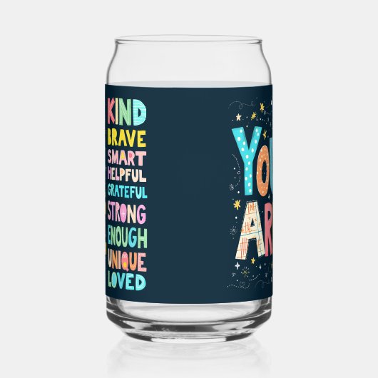 Je bent een Inspirerend positieve typografie Blikvorm Glas (Links)