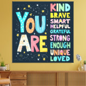 Je bent een Inspirerend positieve typografie Canvas Afdruk (Insitu (Woonkamer))