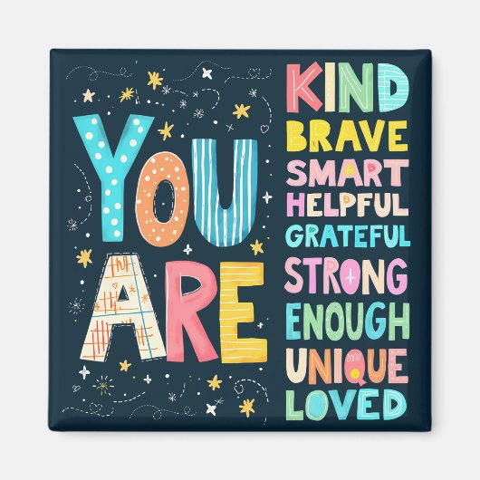 Je bent een Inspirerend positieve typografie Magneet (Voorkant)