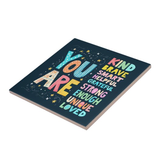 Je bent een Inspirerend positieve typografie Tegeltje (Zijkant)